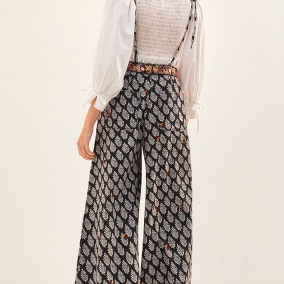 Like New Anthropologie Wide-Leg Embroidered Jumpsuit Size 2 - Picture 3 of 9